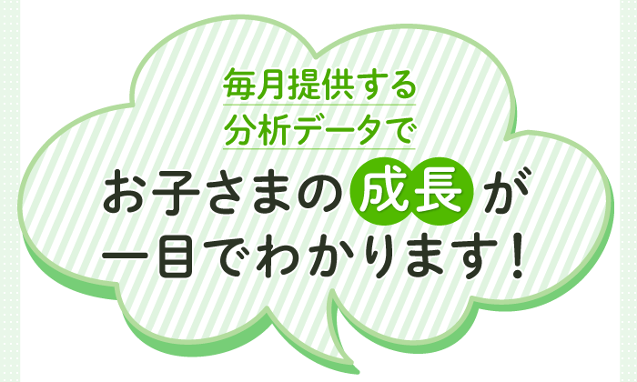 毎月提供する分析データでお子様の成長が一目でわかります